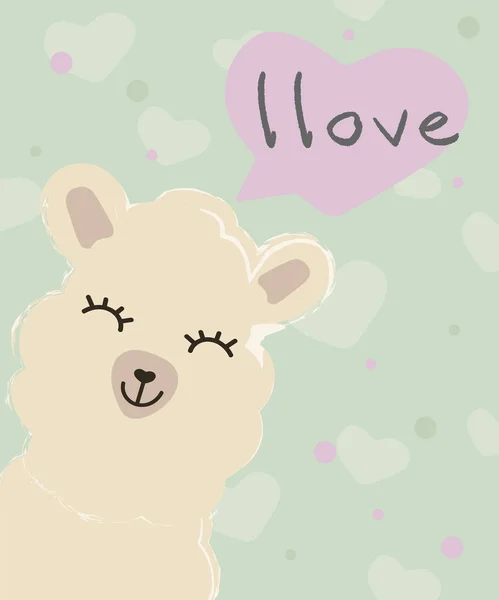 Vector cards love valentine day cute llama  alpaca with slogans character in pastel color. — Vector de stock