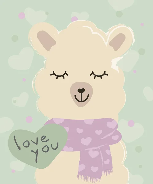 Vector cards love valentine day cute llama  alpaca with slogans character in pastel color. — Vector de stock