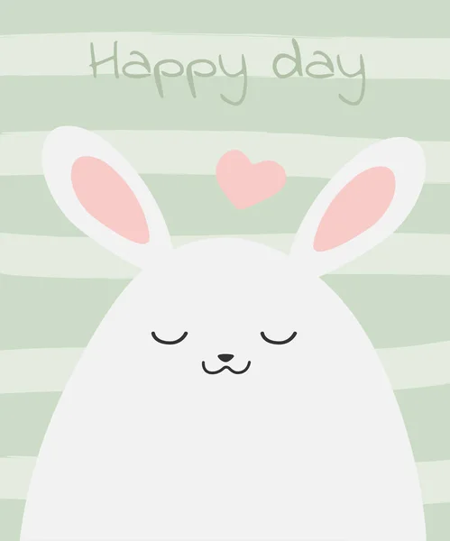 White rabbit  cute character easter poster in pastel color with lettering — Stockvector