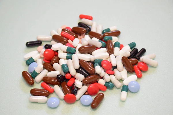 Different Colorful Many Pills Abstract Style Healthy Background Health Care — ストック写真