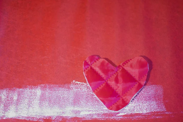 Día San Valentín Corazón Rojo Hecho Textil Sobre Fondo Papel — Foto de Stock