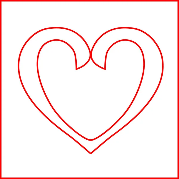 Red Heart Hollow Outline Drawn Love Icon Isolated White Background — 스톡 사진