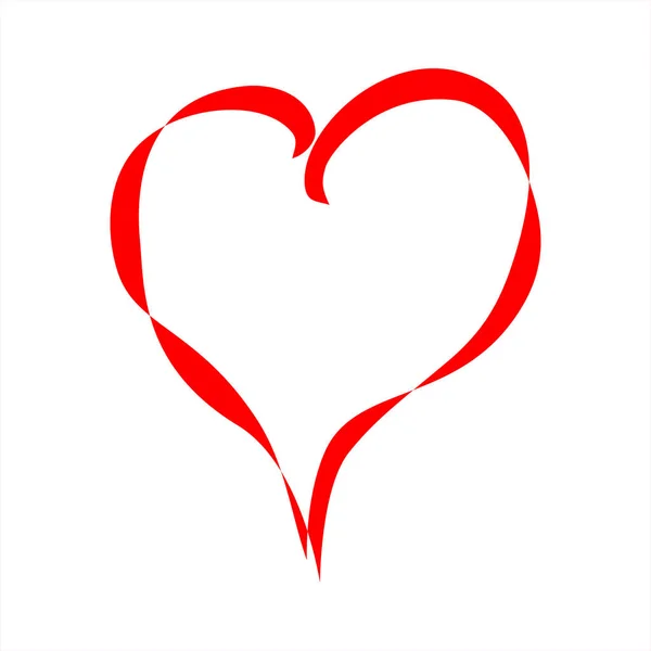 White Heart Icon Outlined Red Drawn Love Icon Isolated White — 스톡 벡터