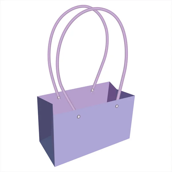 Violet Purple Papiertasche Auf Weißem Hintergrund Mockup Für Design Produktverpackungsvektor — Stockvektor