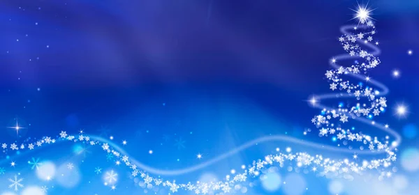 Волшебная Елка Рождеством Новым Годом Открытки Копировальным Пространством Голубой Рождественский — стоковое фото