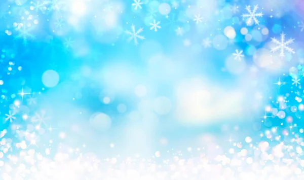 Beautiful Christmas Blue Background Snow — Stock Photo, Image