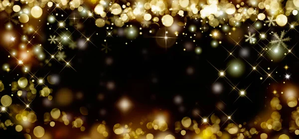 Golden Glitter Background Stars Merry Christmas Happy New Year Greeting — Stock Photo, Image