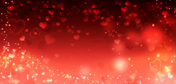 Valentine Hearts Astratto Sfondo Rosso San Valentino — Foto Stock