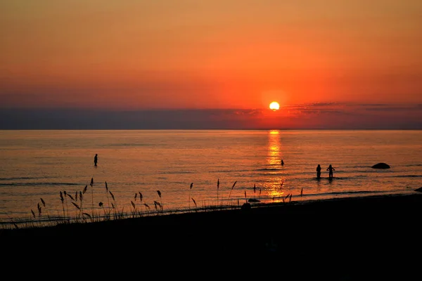 Noche cálida de verano con hermosa puesta de sol roja — Foto de Stock