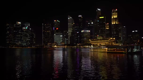 Singapore Fevereiro 2020 Visões Noturnas Distrito Financeiro Empresarial Singapura Centro — Vídeo de Stock