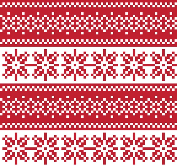 Christmas Snowflakes Fair Isle Seamless Pattern Background in Vector — Stock Vector