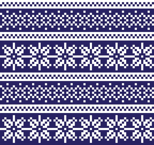 Weihnachten Schneeflocken fair Insel nahtlose Muster Hintergrund in Vektor — Stockvektor