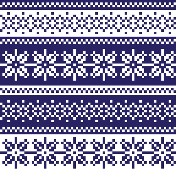 Χριστουγεννιάτικες νιφάδες χιονιού Fair Isle Seamless Pattern φόντο σε διάνυσμα — Διανυσματικό Αρχείο