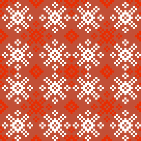 Jul snöflingor Fair Isle sömlös mönster bakgrund i vektor — Stock vektor