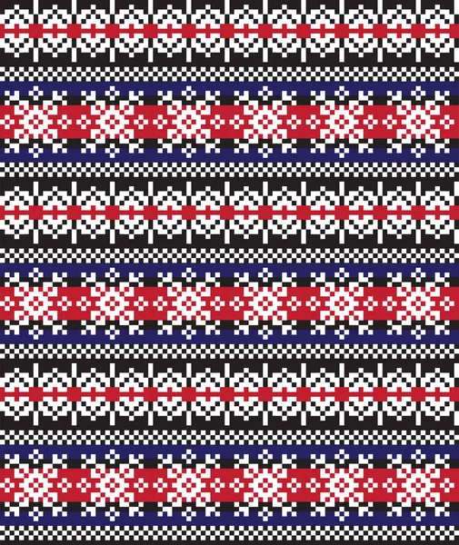 Christmas Snowflakes Fair Isle Seamless Pattern Background in Vector — Stock Vector