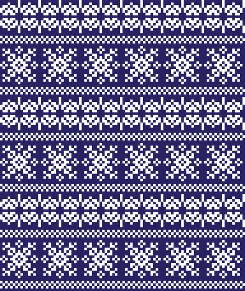Χριστουγεννιάτικες νιφάδες χιονιού Fair Isle Seamless Pattern φόντο σε διάνυσμα — Διανυσματικό Αρχείο