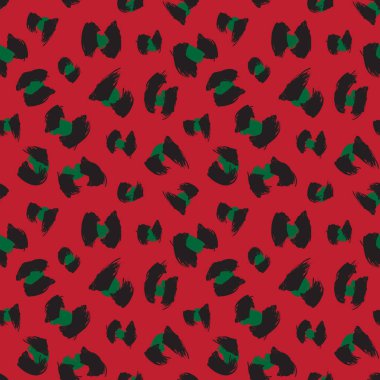 Noel Modern Hayvan Leoparı Fırça Vuruşları Vektörde Kusursuz Yazdırma Arkaplanı