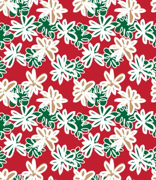 Christmas Floral seamless Pattern in Vector - — Stock Vector