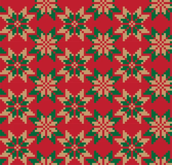 Χριστουγεννιάτικο Fair isle Floral Seamless Pattern — Διανυσματικό Αρχείο