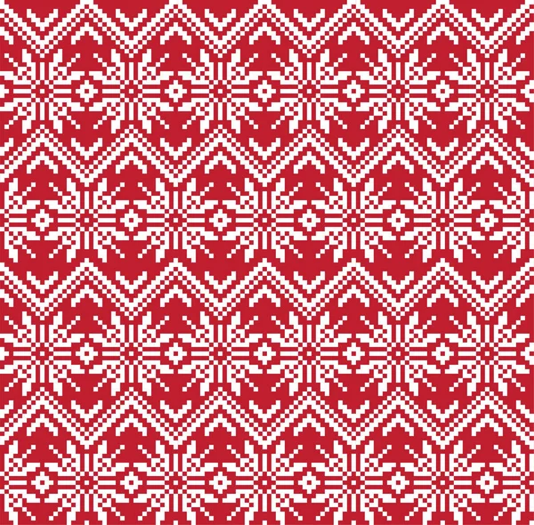 Christmas Fair isle Floral Seamless Pattern — Stock Vector