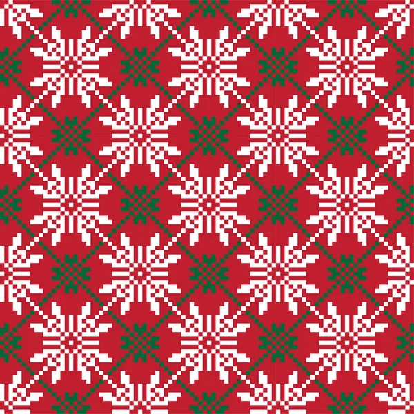 Christmas Fair Isle Floral Seamless Pattern Agit Motif Floral Île — Image vectorielle