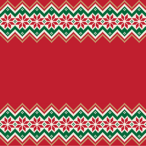 Christmas Fair Isle Floral Seamless Border