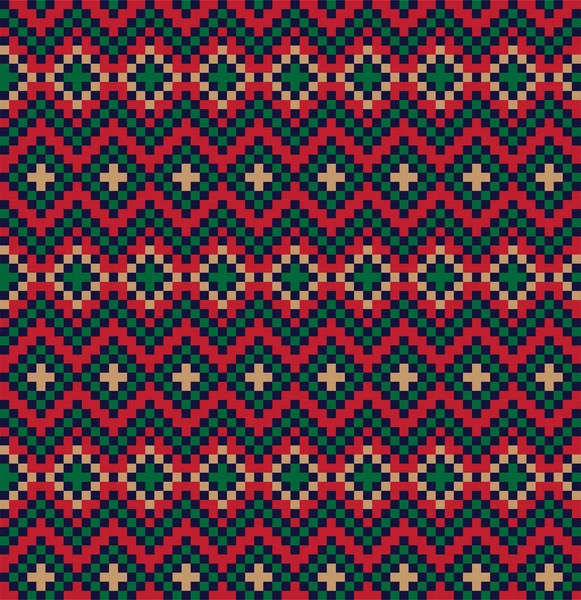 Navidad copos de nieve Fair Isle patrón sin costura — Vector de stock