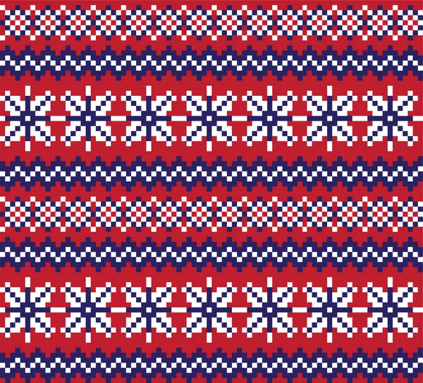 Christmas Snowflakes Fair Isle Seamless Pattern — Stock Vector