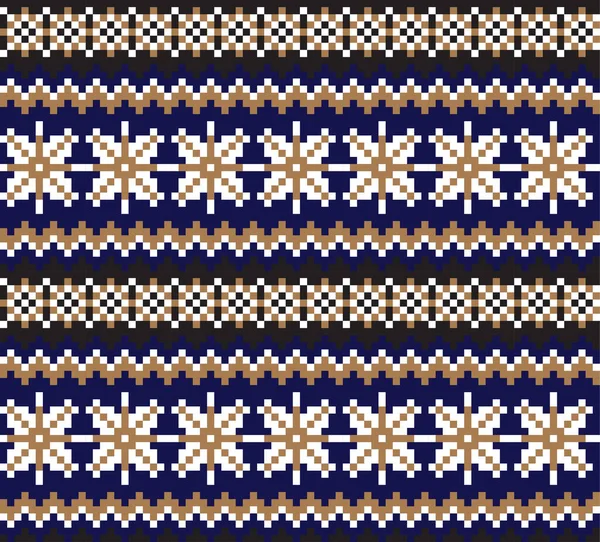 Χριστουγεννιάτικες νιφάδες χιονιού Fair Isle Seamless μοτίβο — Διανυσματικό Αρχείο