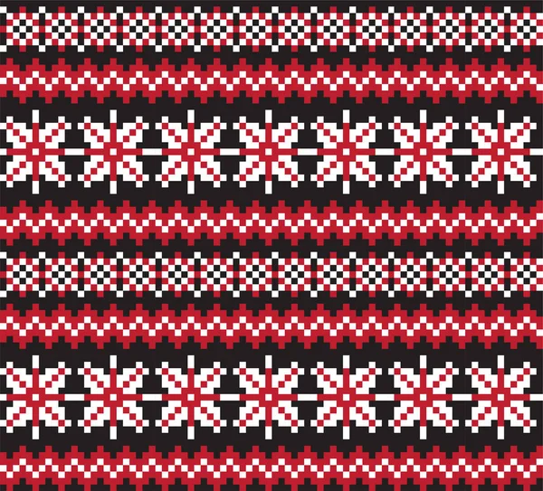 Christmas Snowflakes Fair Isle Seamless Pattern — Stock Vector