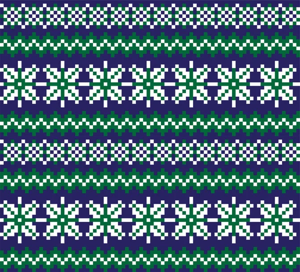 Christmas Snowflakes Fair Isle Seamless Pattern — ストックベクタ