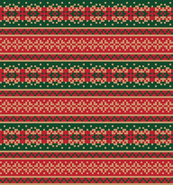Christmas Snowflakes Fair Isle Seamless Pattern — Stock Vector