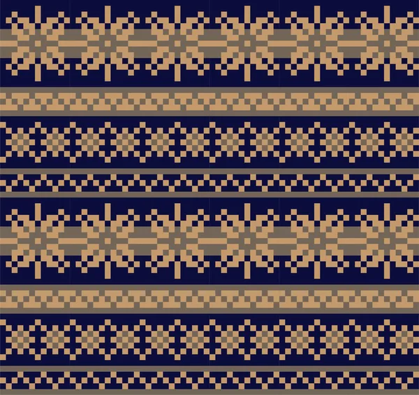 Navidad copos de nieve Fair Isle patrón sin costura — Vector de stock