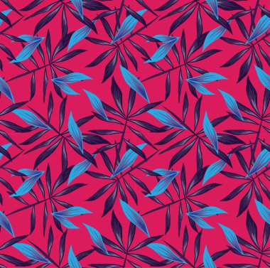 Renkli Tropikal Çiçeksiz Desen