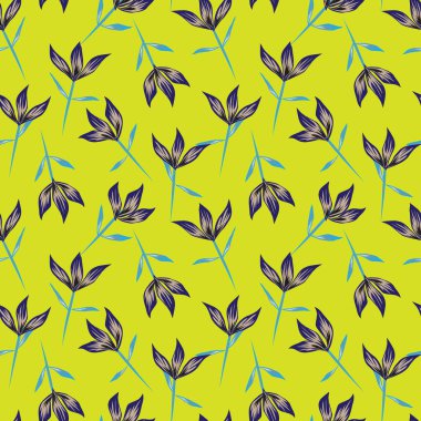 Renkli Tropikal Çiçeksiz Desen