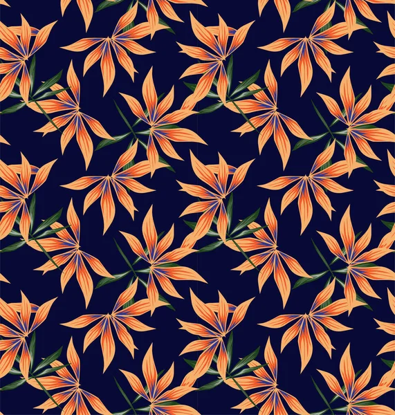 Modèle floral tropical coloré sans couture — Image vectorielle