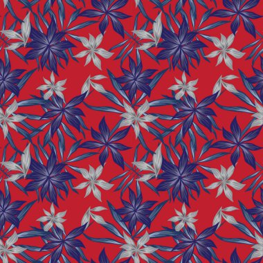 Tropikal bitkisel çiçek desensiz.