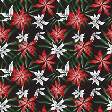 Tropikal bitkisel çiçek desensiz.