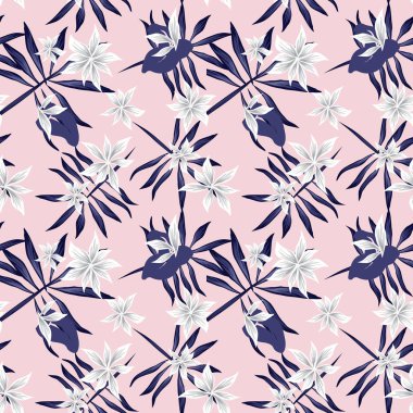 Tropikal bitkisel çiçek desensiz.