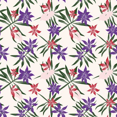 Tropikal bitkisel çiçek desensiz.