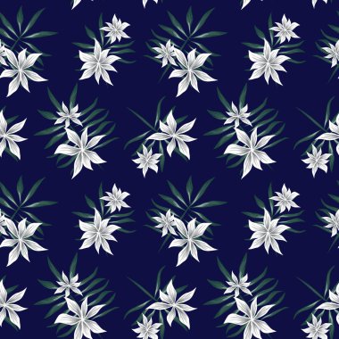 Tropikal bitkisel çiçek desensiz.