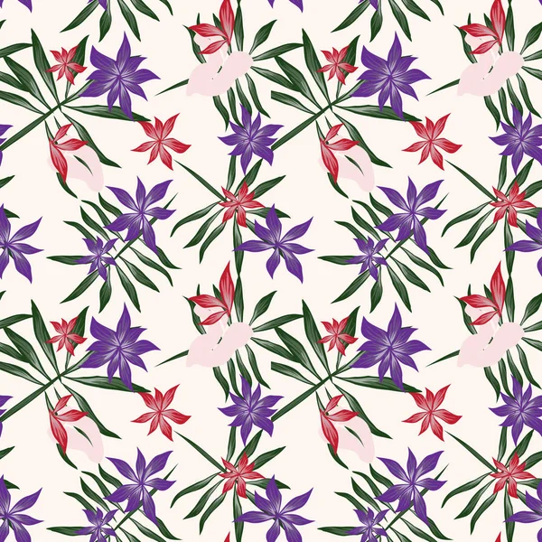 Tropical botanique Floral motif sans couture — Image vectorielle