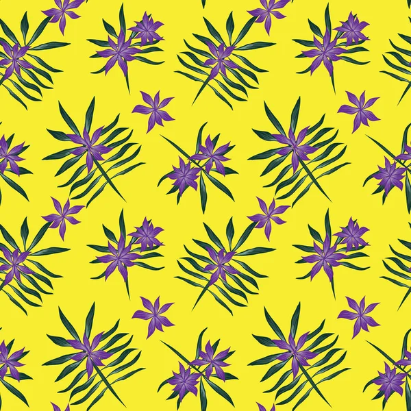 Patrón Tropical Floral sin costura botánica — Archivo Imágenes Vectoriales