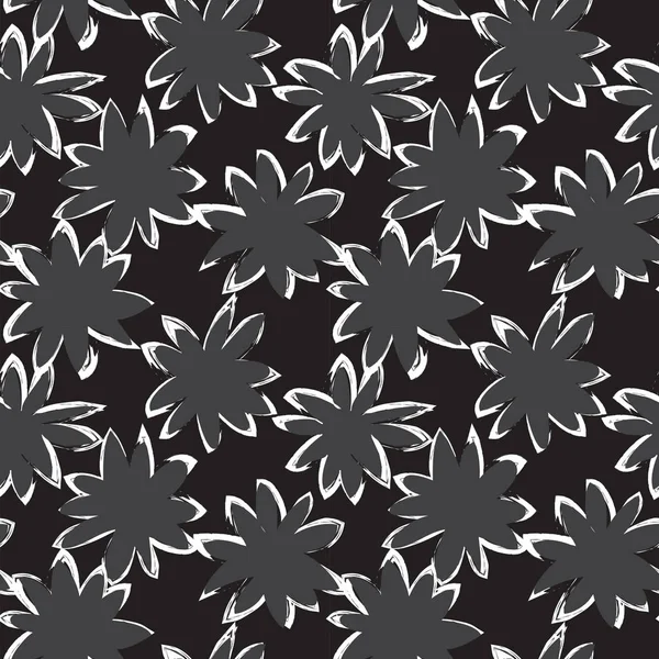 Abstract Brush Strokes Floral Seamless Pattern — 스톡 벡터