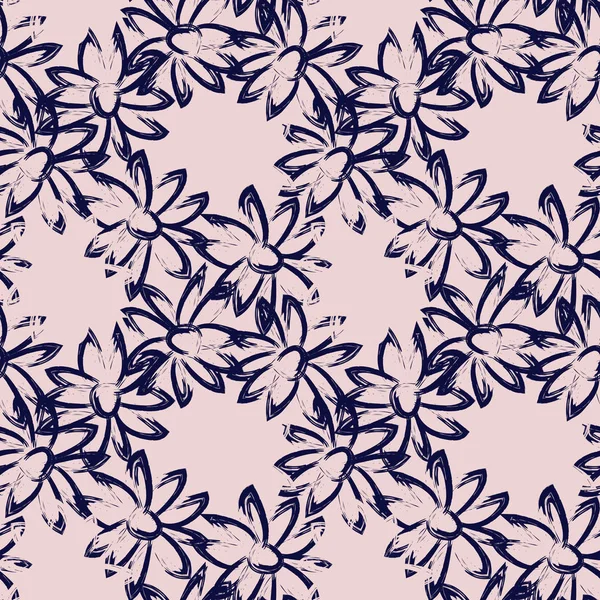 Abstract Brush Strokes Floral Seamless Pattern — 스톡 벡터