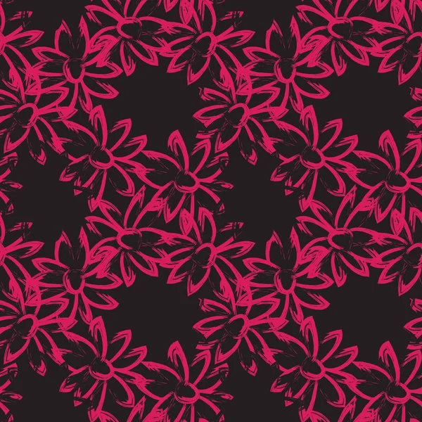 Abstract Brush Strokes Floral Seamless Pattern — 스톡 벡터