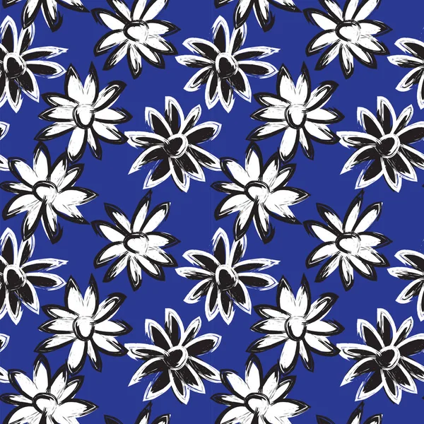 Pincel abstrato traços padrão sem costura floral — Vetor de Stock