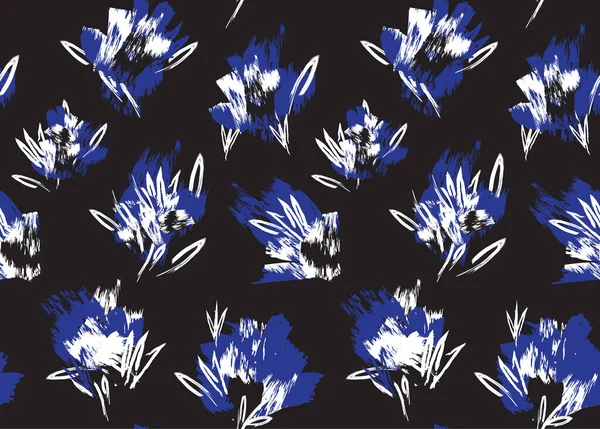 Résumé Coups de pinceau Floral modèle sans couture — Image vectorielle