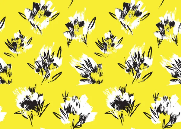 Abstrakte Pinselstriche florales nahtloses Muster — Stockvektor