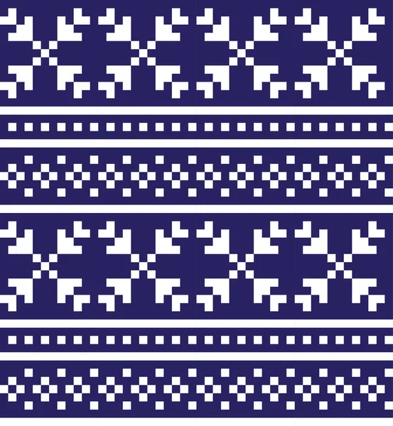 Christmas Snowflakes Fair Isle Seamless Pattern — ストックベクタ